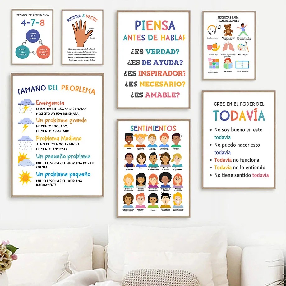 Kids Yoga Education - Póster educativo para niños en español,