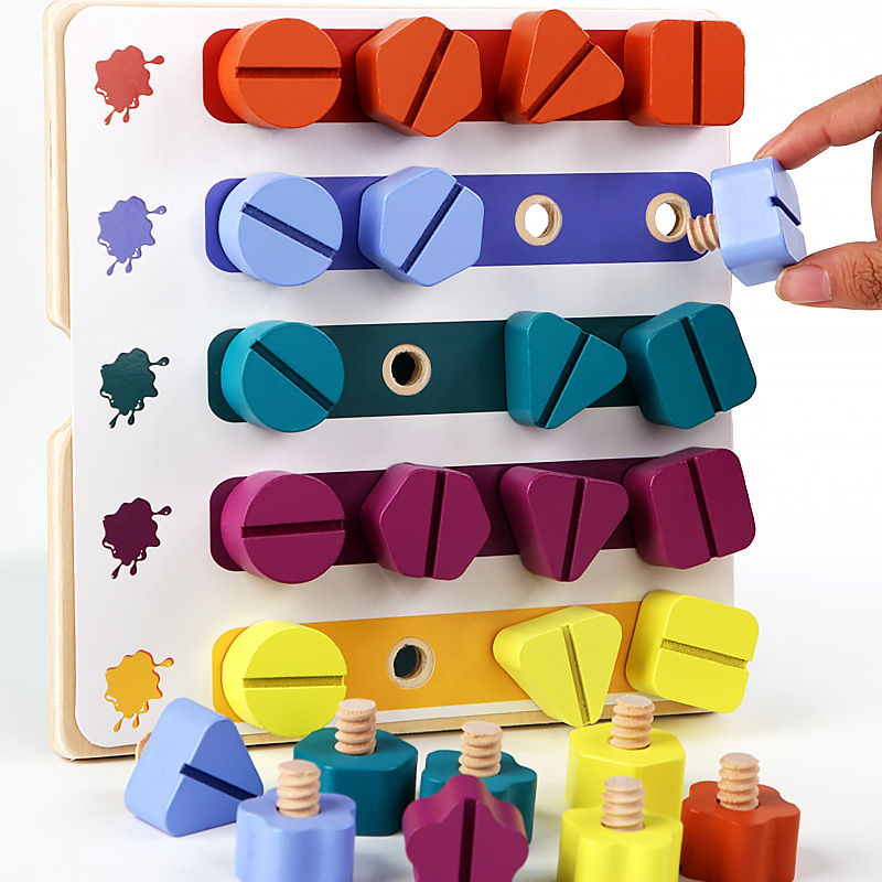 Montessori Shelf Toy - Tuerca de tornillo de madera para
