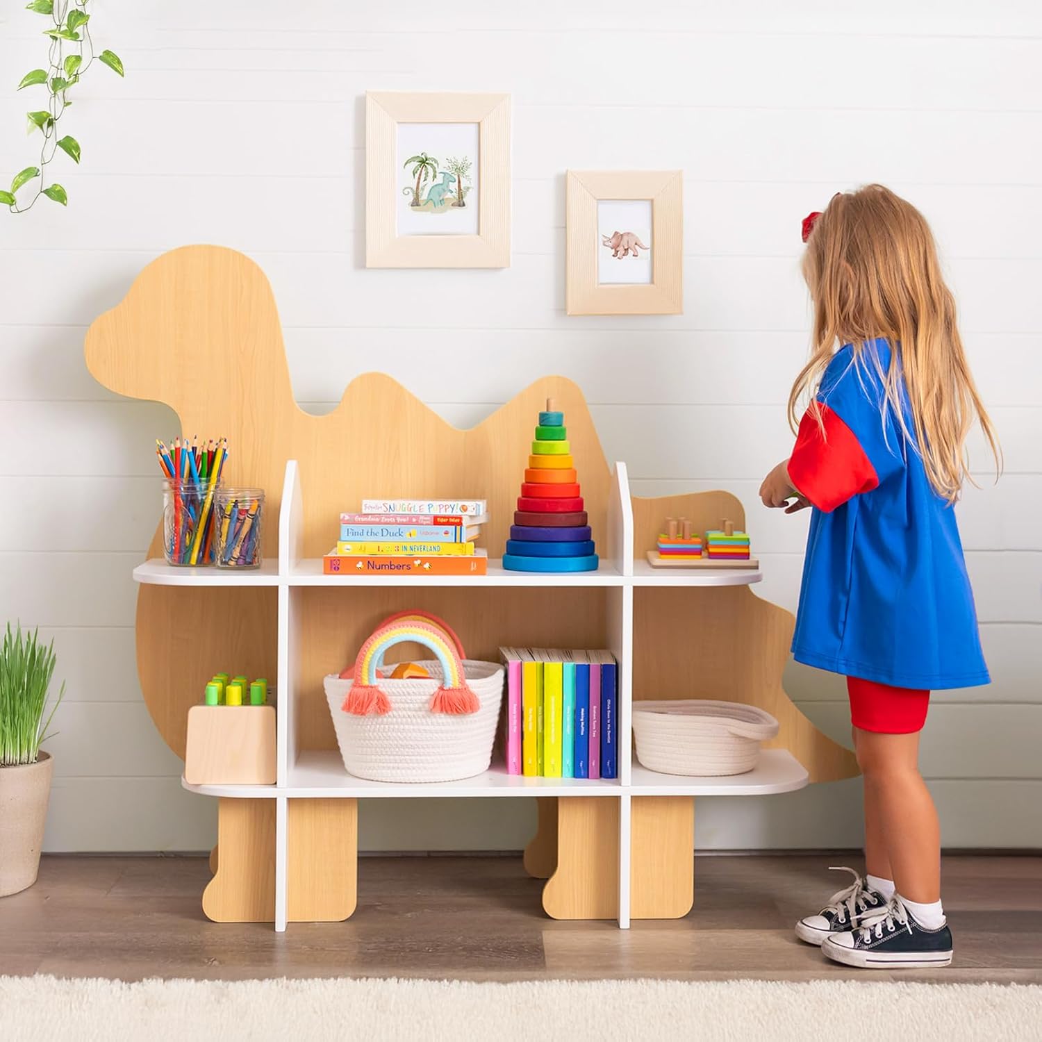 Montessori Shelf Toy - Estantería de Dinosaurios de 2 Niveles