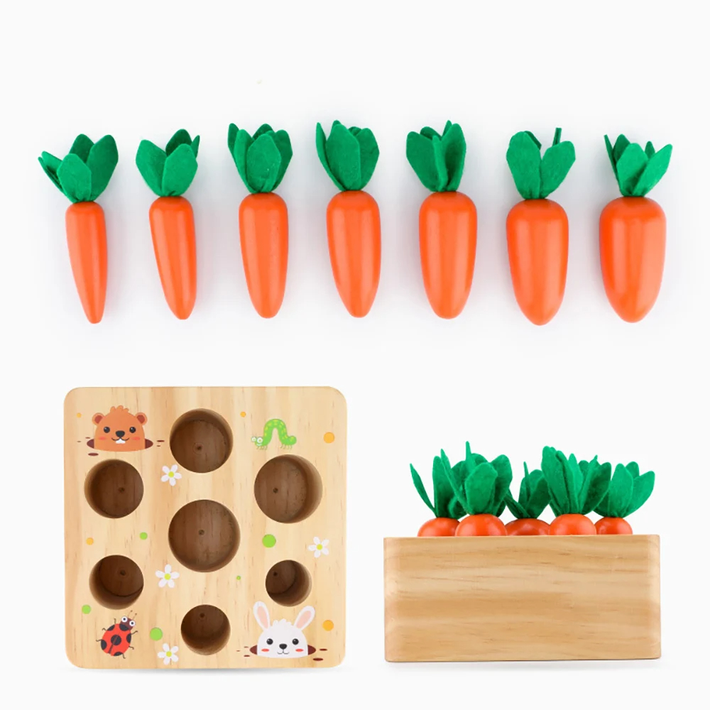 Montessori Shelf Toy - Rompecabezas para niños, juego de zanahorias,