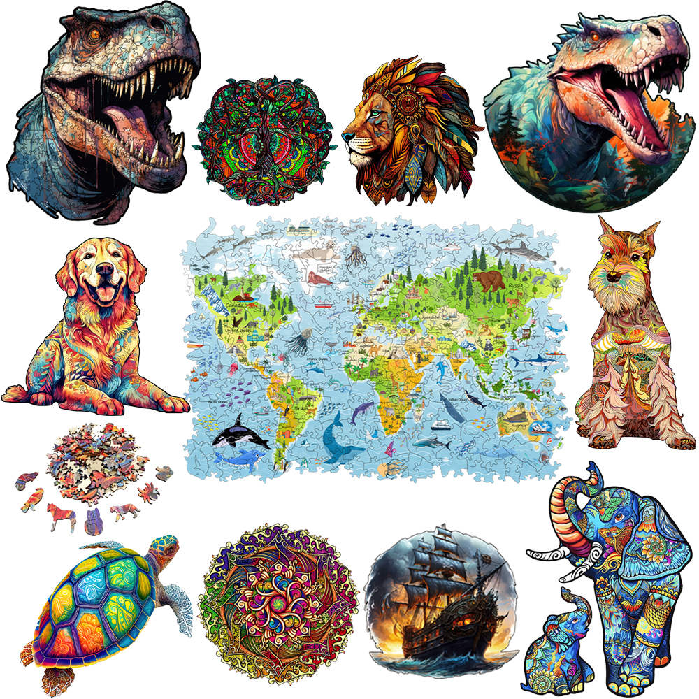 Puzzle Map World - Rompecabezas de madera DIY para niños