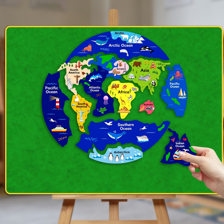 Puzzle Map World - Rompecabezas de Fieltro del Mapa del