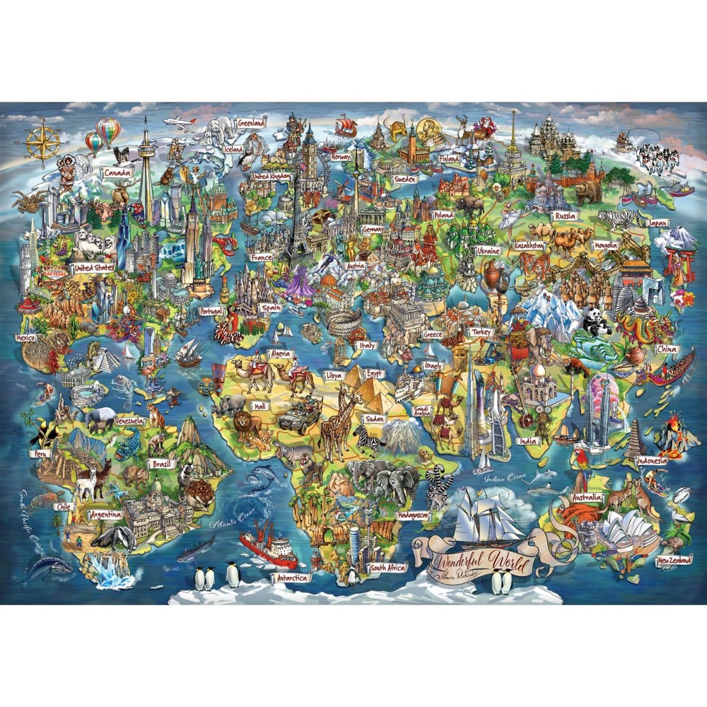 Rompecabezas de 500/1000/1200/ - Puzzle Map World reseña y precio