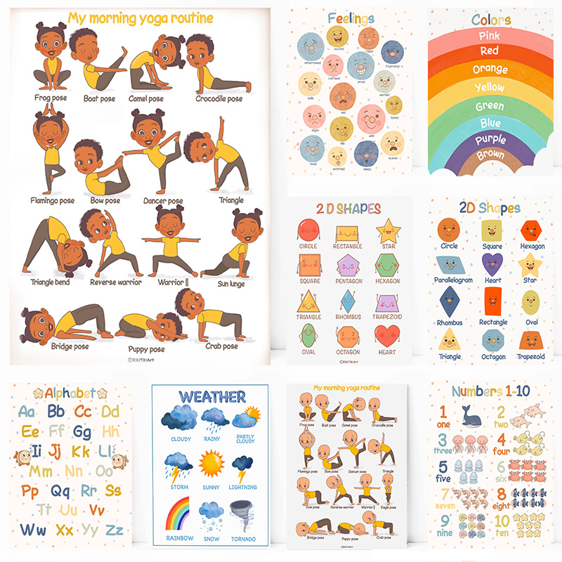 (Pintura en lienzo 2D) Póster  - Kids Yoga Education reseña y precio